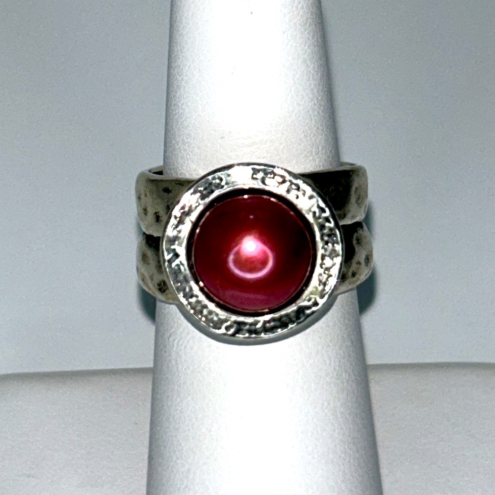 NWT Passage to Israel Sterling Silver Berry Color Pearl Designer Ring Bohemian